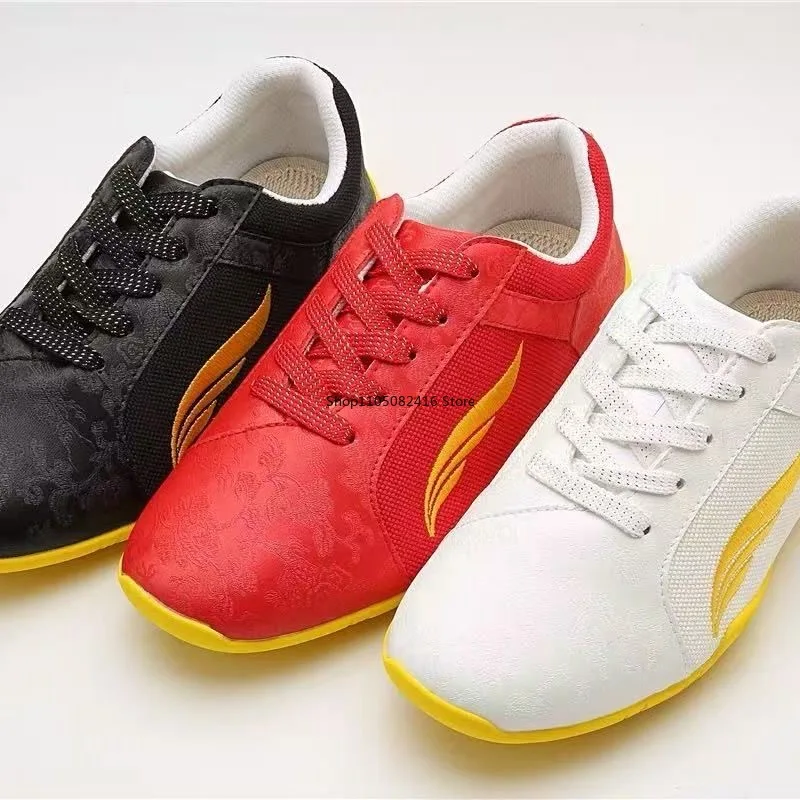 المهنية النساء الرجال فنون الدفاع عن النفس أحذية أسود أحمر تاي تشي أحذية الأزواج مريحة الووشو حذاء للجنسين يمكن ارتداؤها حذاء تدريب