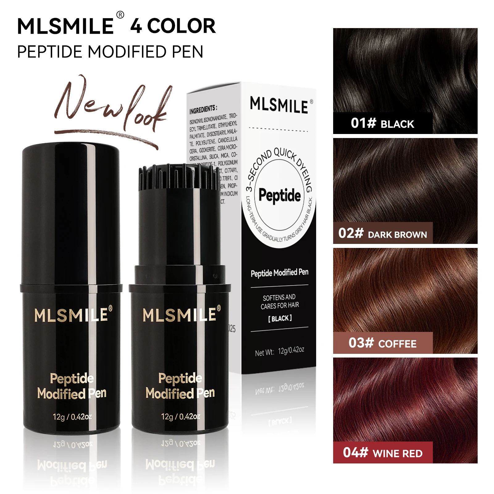 

MLSMILE Peptide Hair Dye Pen Hair Care Repair Hair Quality Rotation Type Hair Dyeing Kit 2025 New