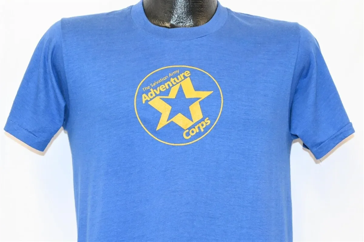T-shirt du groupe de jeunes avec logo étoile de l'Armée du Salut des années 80, taille S