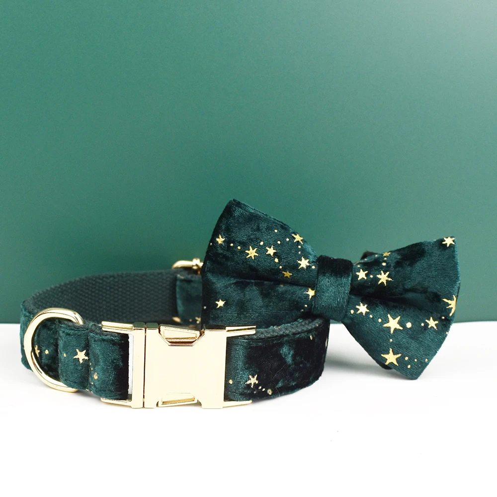 Luxury Fashion Pet Accessories Custom Design Logo Black Bottom Flower Sublimation Dog Collar Leashes Harness Bow Set Star03