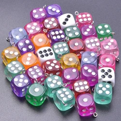 10/30/50/100pcs/Lot Resin Transparent Dice Charm Games Dice Pendant For Jewelry Making  DIY Earrings Pendants Craft Accessories