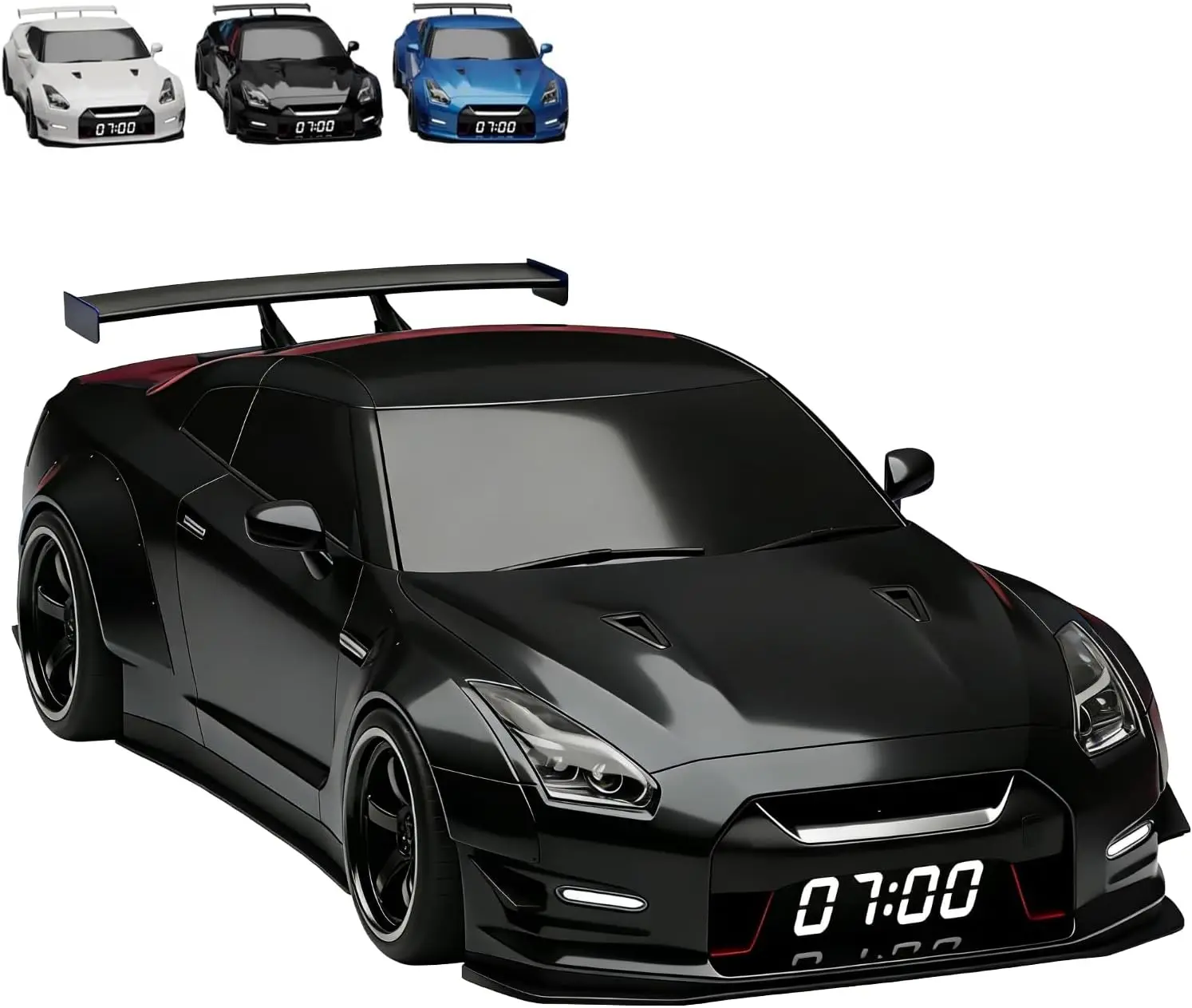 

Будильник Hyper Car — реалистичный двигатель и световые эффекты, светодиодный экран, украшение для спортивного автомобиля, украшение интерьера (черный)