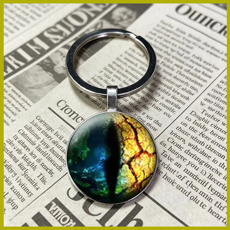 24 Styles Assorted Fantasy Galaxy Dragon Vertical Slit Cat Eye Gloss Glass Circular Keychain Gothic Sci-Fi Carry Charm Hot Sale