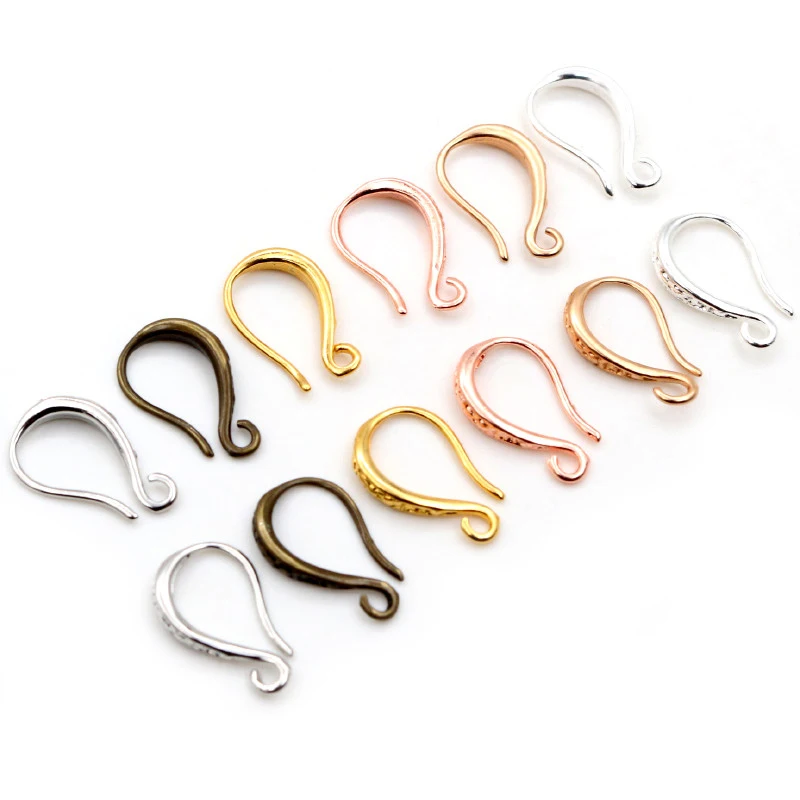 15x10mm 20pcs High Quality Silver Plated Bronze Gold 6 Colors French Earring Hooks Wire Settings Base Setting