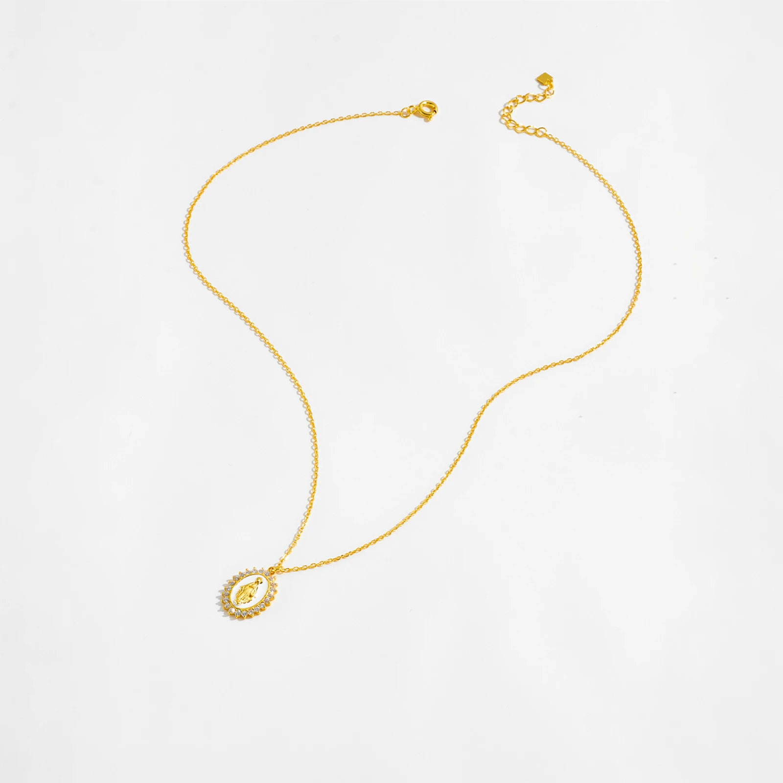 VEWANT 925 فضة تشيكوسلوفاكيا الأبيض الوردي المينا ماريا قلادة سلسلة طويلة المختنق قلادة 2025 عيد ميلاد فاخر جديد غرامة مجوهرات #3