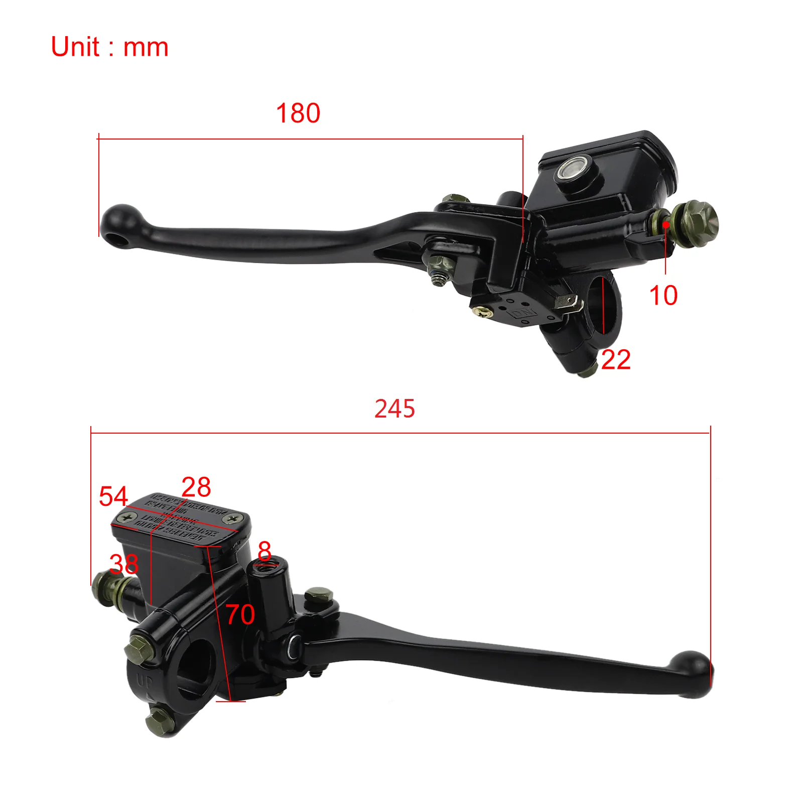 Motorcycle Brake Pump Right Hydraulic Brake Master Cylinder Lever for GY6 50cc 70cc 90cc 110cc 125cc Scooter Moped ATV Dirt Bike