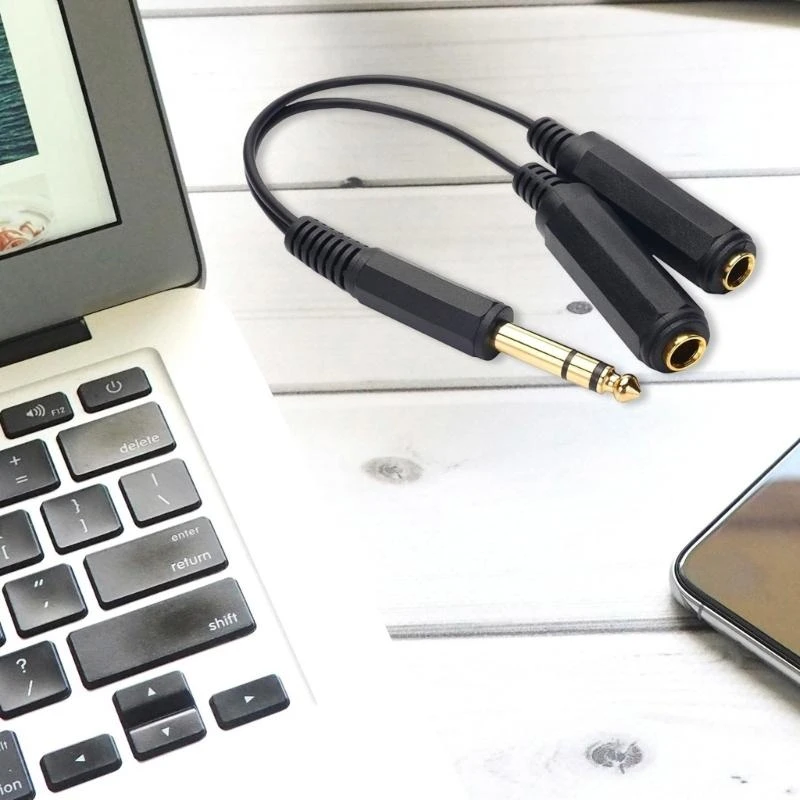 SZ 6.35mm Stereo Male to Two 6.35mm Female 1/4Inch TRS Y Splitter Cable for Enhanceds Sound Experiences