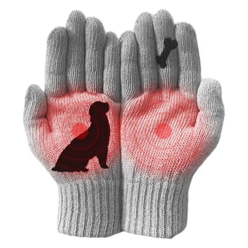 Guantes de invierno para mujer, manoplas de dedos cálidos de punto para mujer, manoplas elásticas suaves de moda, guantes de dedo completo para calentadores de manos