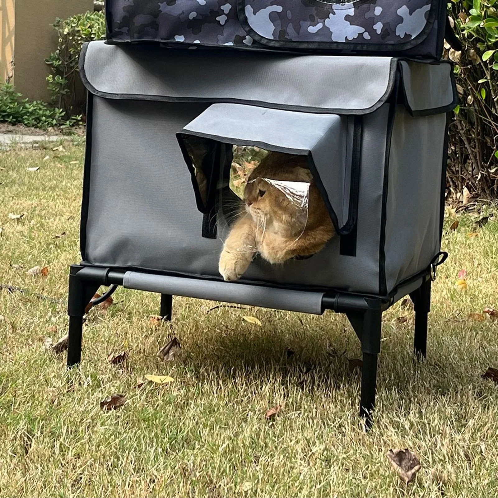 

Кошачий домик с подогревом на открытом воздухе, складное укрытие для кошек с грелками, ветрозащитный, непромокаемый, устойчивый к царапинам, изолированный кошачий домик