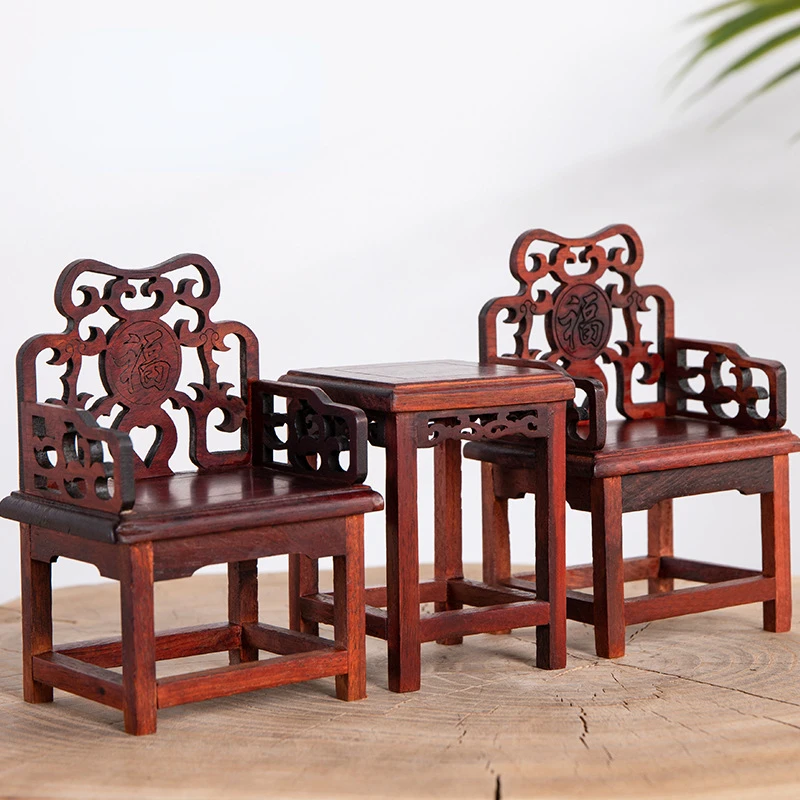 

Decoration Miniature Furniture Model Mahogany Carving Handicraft Red Acid Branch Chair Circle Chair Miniature Ornaments