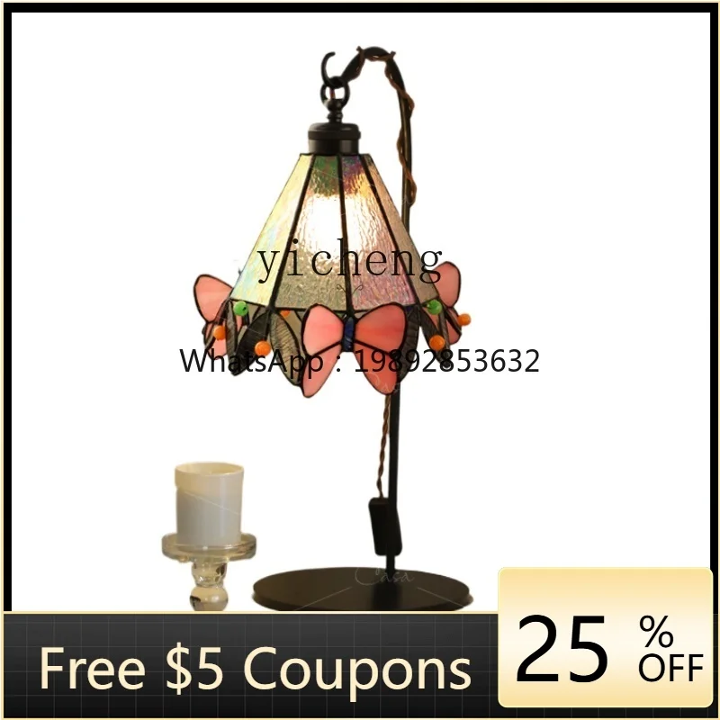 

Retro Butterfly Living Room Master Bedroom Desktop Lamp Middle Ancient Nostalgic Creative Bedroom Bedside Atmosphere Lamps