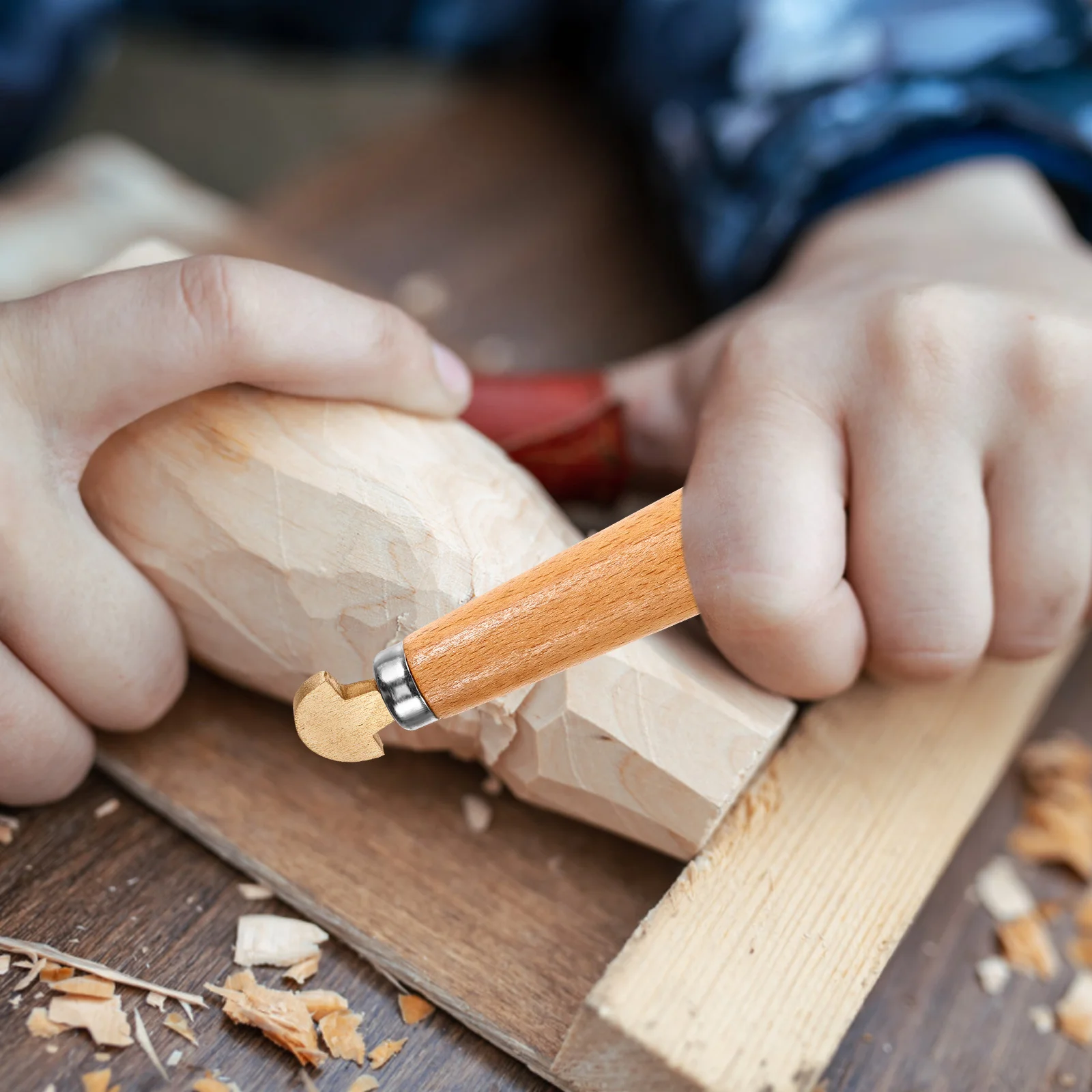 مجموعة أدوات نحت الخشب مع مقبض مريح شفرة فولاذية كربونية حادة للمبتدئين أعمال النجارة والنقش والنحت #6