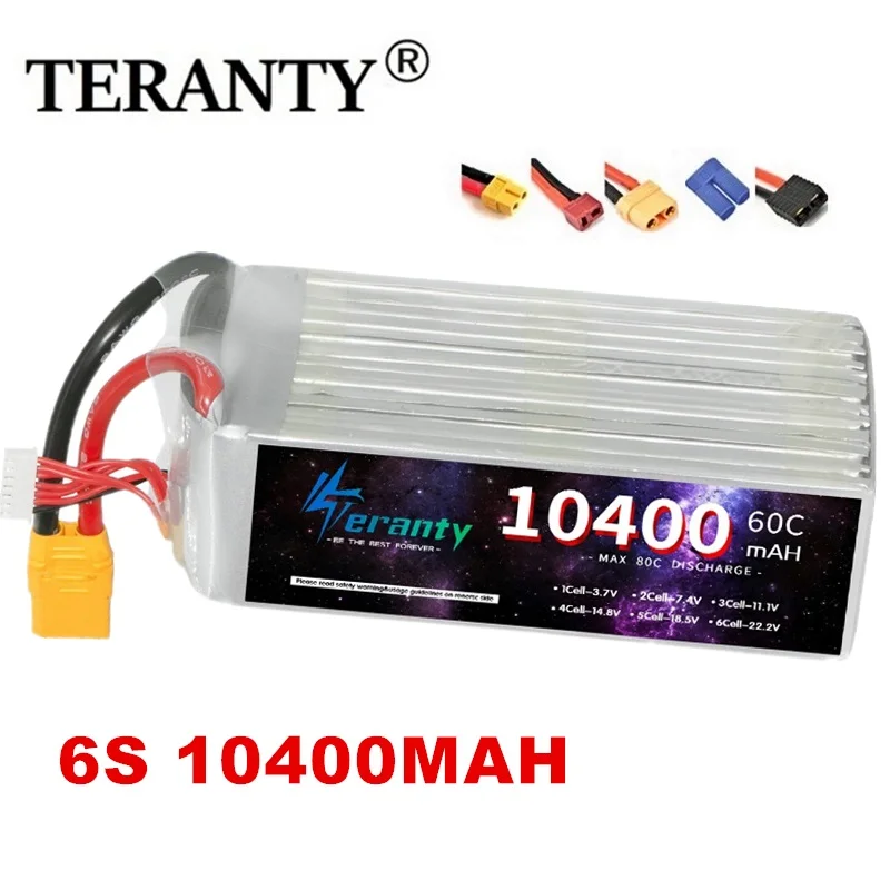 

TERANTY Lipo Battery 10400mAh 22.2V 6S RC Battery High Capacity Agricultural Plant Protection UAV Drone For FPV Helicopter