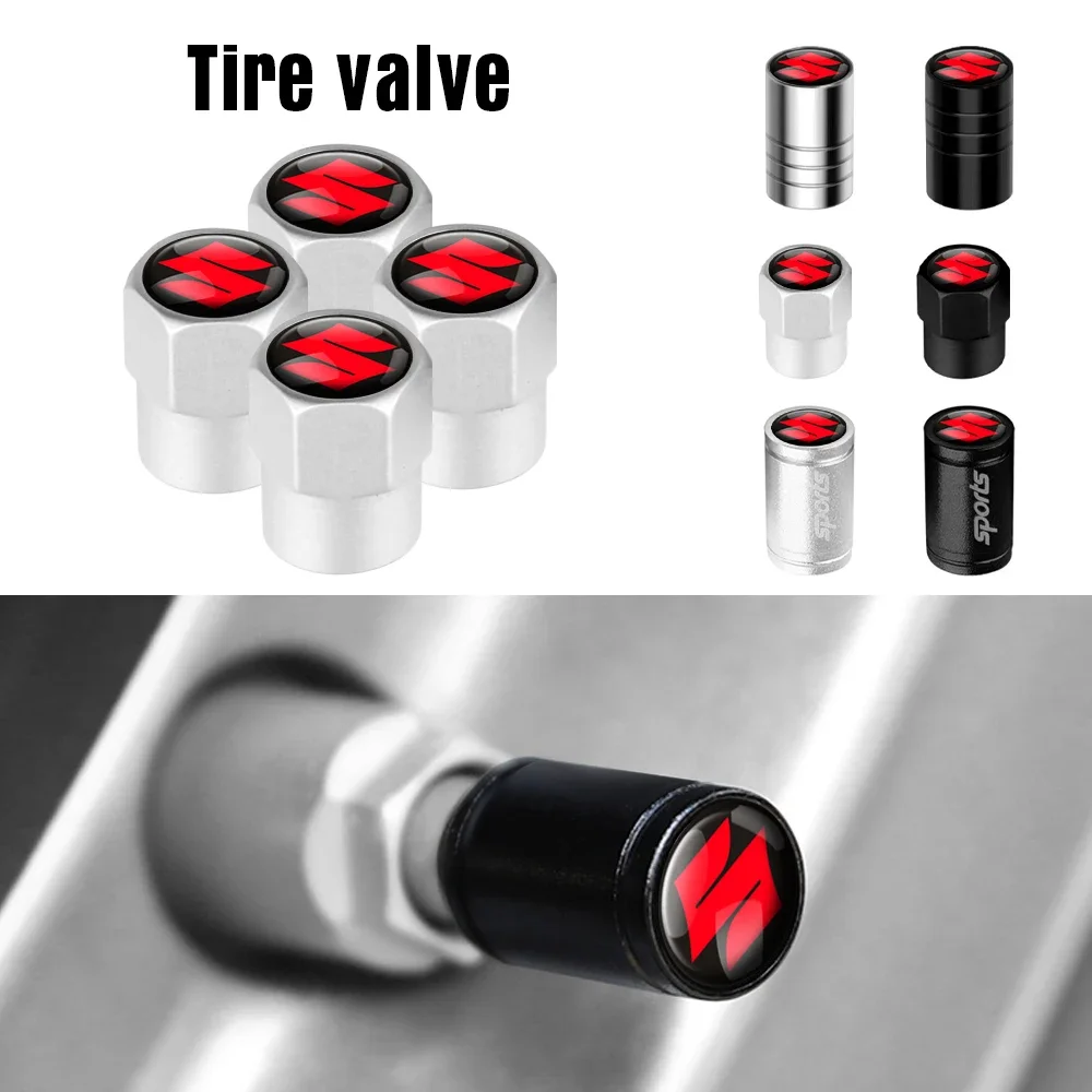 Bouchons de valve de pneu de voiture en alliage d'aluminium, 4 pièces, badges décoratifs pour jantes de roues, pour Suzuki Swift Jimny Vitara Grand Vitara Baleno Fronx