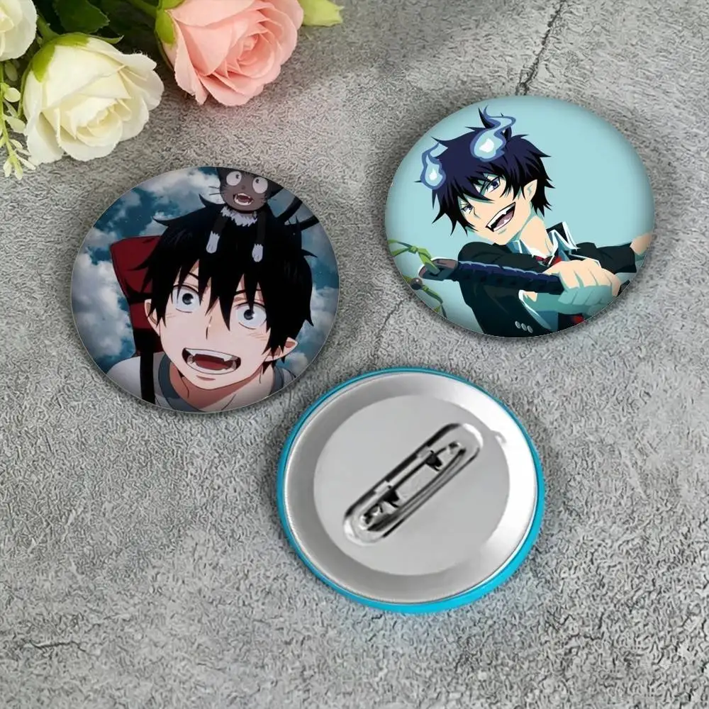B-Blue Exorcist R-Rin Blue Flames  25mm 32mm 44mm 58mm 75mm Brooches Badges Pins for Accessories Gift