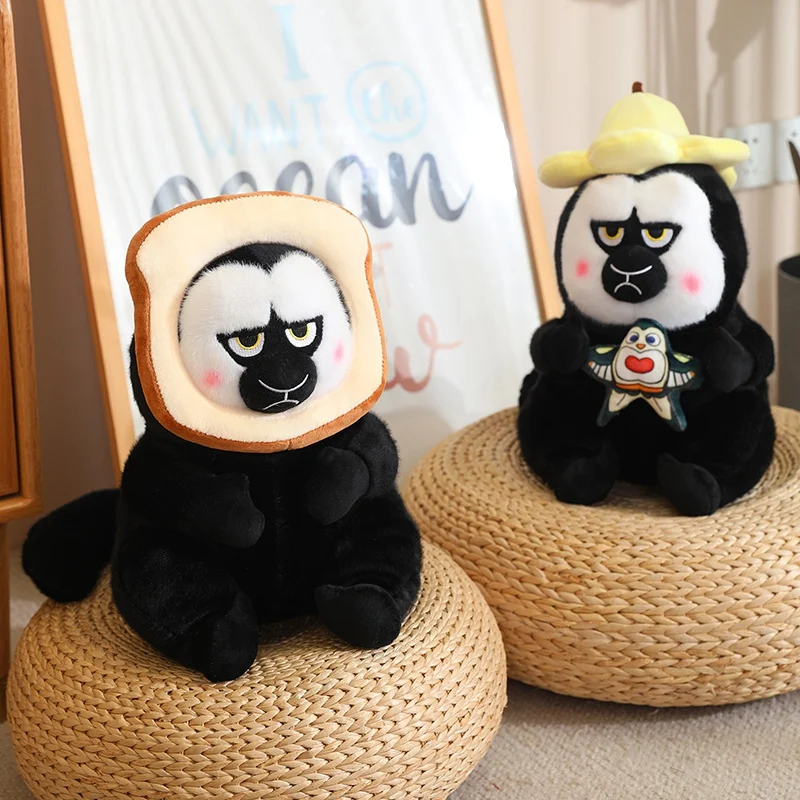 Fluffy White Faced Saki Stuffed Wild Animal Monkey Plush Toy Golden-Faced Saki Soft Dolls Children Birthday Presents Christmas