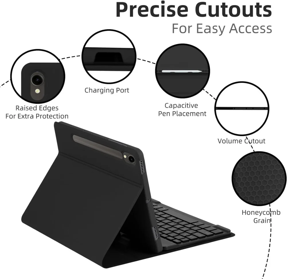 Custodia per tastiera Cover per Tablet rimovibile Wireless tastiera retroilluminata compatibile per Galaxy Tab S7 S8S9 S9FE Tablet da 11 pollici