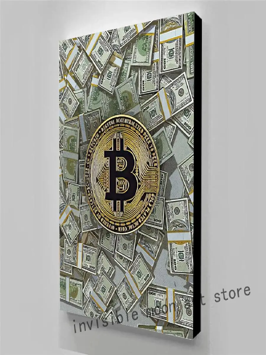 Luxury Abstract Bitcoin Money Canvas Wall Art  Modern Dollar Posters for Living Room Decor Home Prints  Paintings