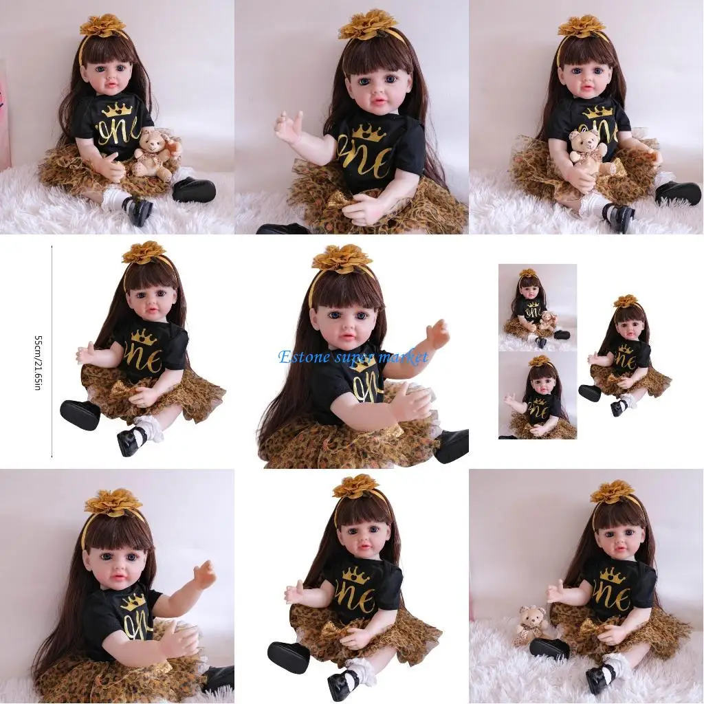 

090B 55cm Rebirth Toddler Realistic Girl Doll with Blond Hair Silicone Rebirth Doll