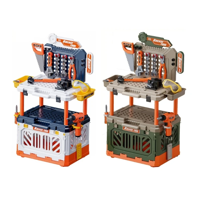 90PCS Partizipative Werkzeug Hocker Spielzeug Finish Pretend Reparatur Set Sichere ABS Materialien Hand Orgel Der Sehkraft 15UB