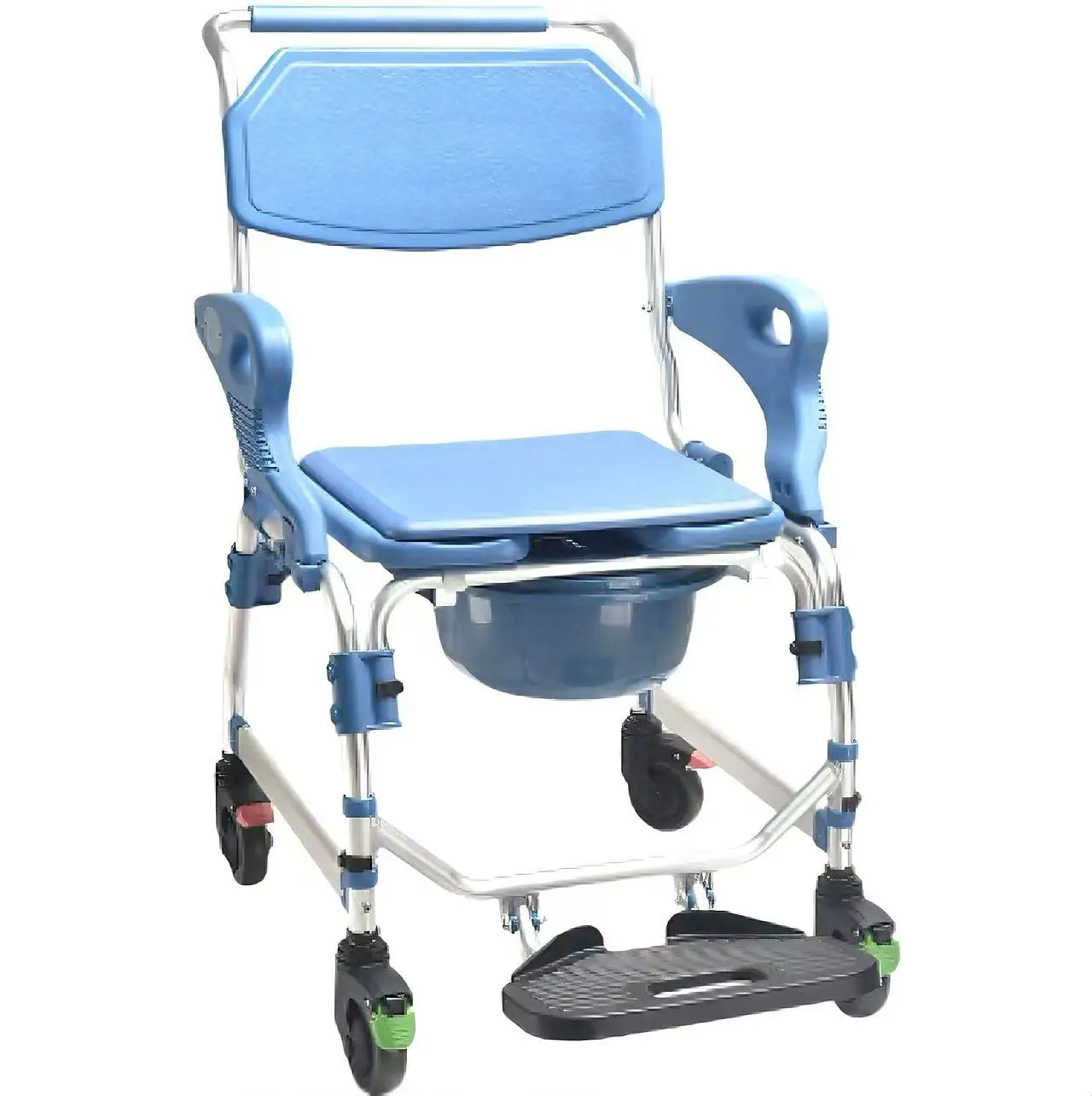 Foldable Aluminum Toilet Commode Chair With Widened Seat Cushion For The Elderly