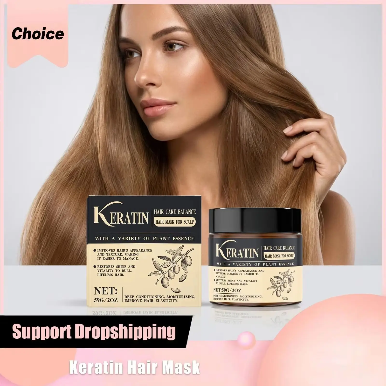 

Keratin Hair Mask Vitamin E Hydration Repair Damaged Frizz Smoothing Nourishing Restores Shine Soothes Scalp Hairs Care Products