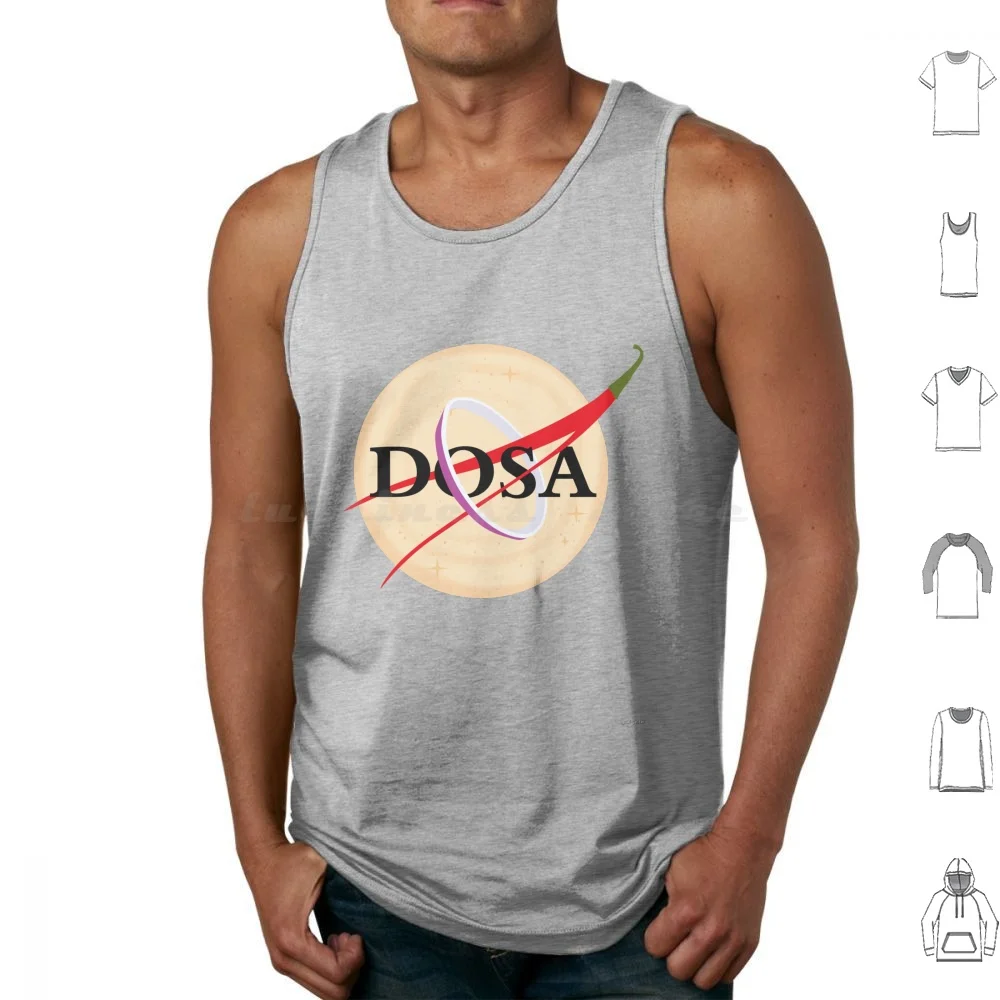 Dosa-Logo Tank Tops Print Cotton Parody Minimalist Indian Roti Chapati Naan Space Onion Chilli Funny Cute Bollywood