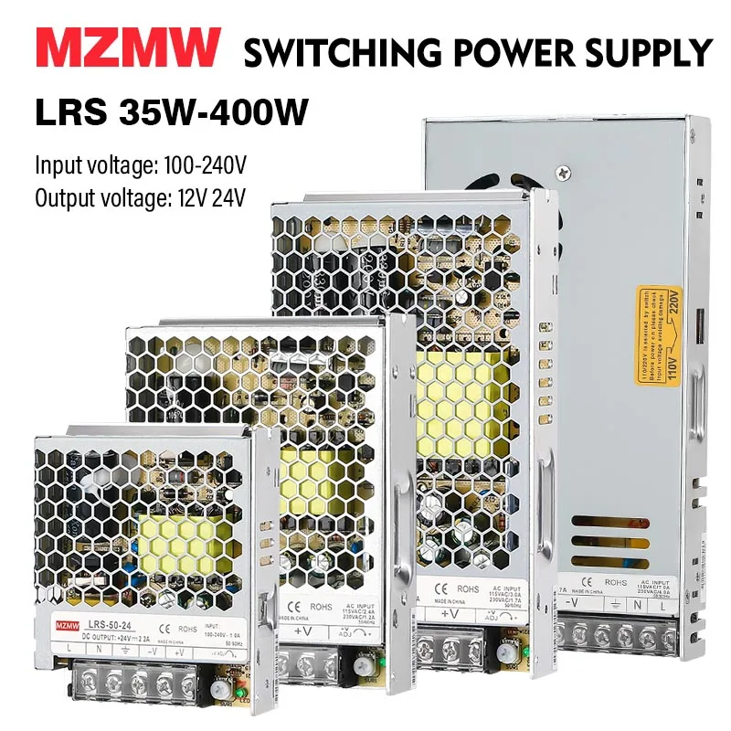 초박형 스위칭 전원 공급 장치, 산업용 SMPS LRS-350 LED 변압기 LRS-200, AC 110V/220V to DC, 35W, 50W-350W, 400W, 12V, 24V