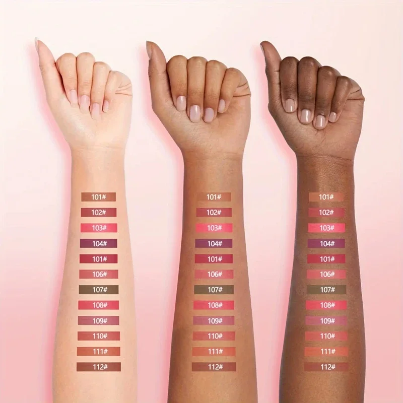 Juego de lápices delineadores de labios mate, 12 colores/caja, resistente al agua, larga duración, lápiz de contorno de labios rojo desnudo, maquillaje de tinte de lápiz labial rosa Sexy