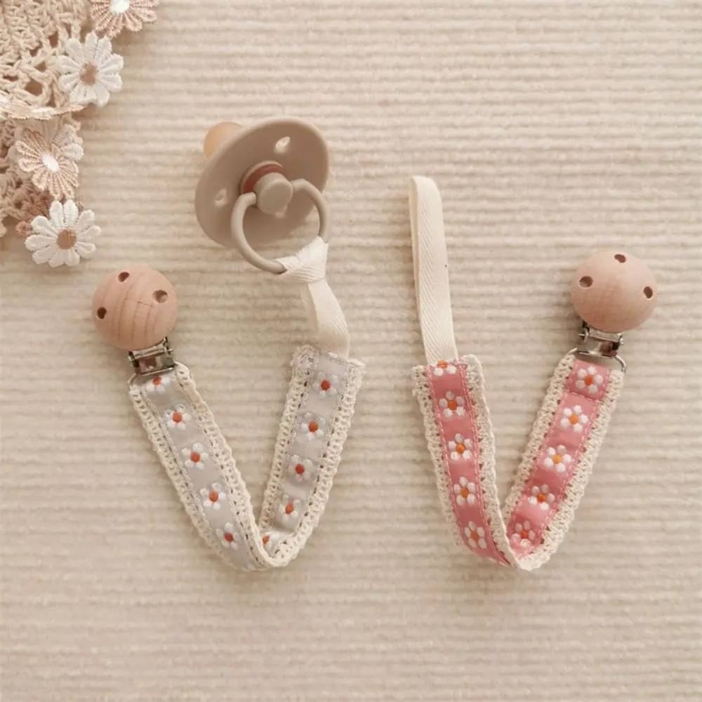 العرقية نمط الطفل القماش هوة سلسلة مشبك خشبي الأزهار مهديء حامل قابل للتعديل الدمية كليب الحلمة حامل كليب الأطفال