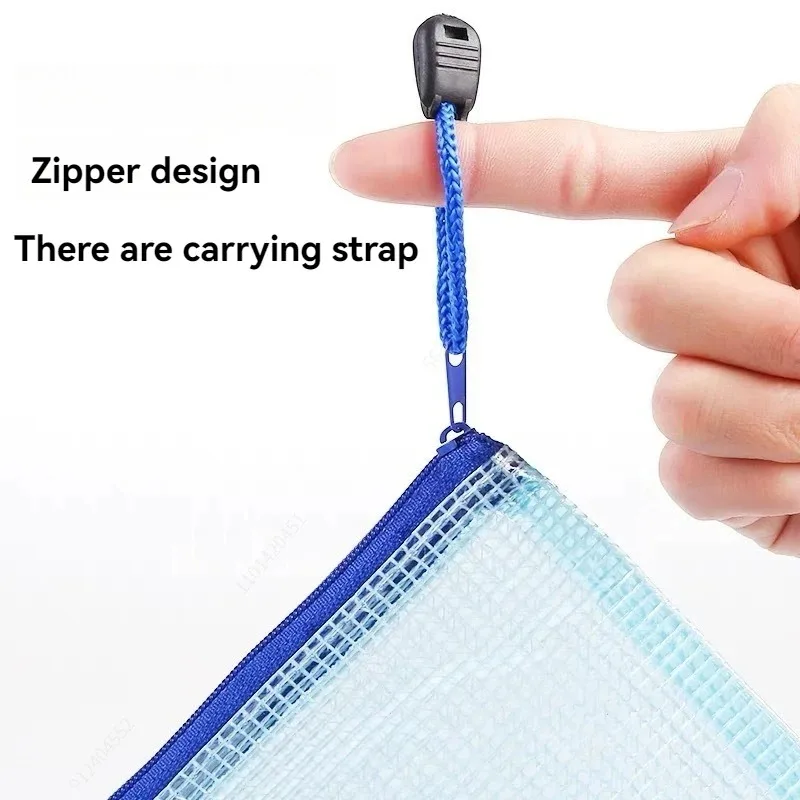 5-100PCS Schreibwaren Lagerung Ordner Datei Mesh Mäppchen A4/A5/A6 Dokument Tasche Zip Datei ordner Dokument Veranstalter Papier Schreibtisch