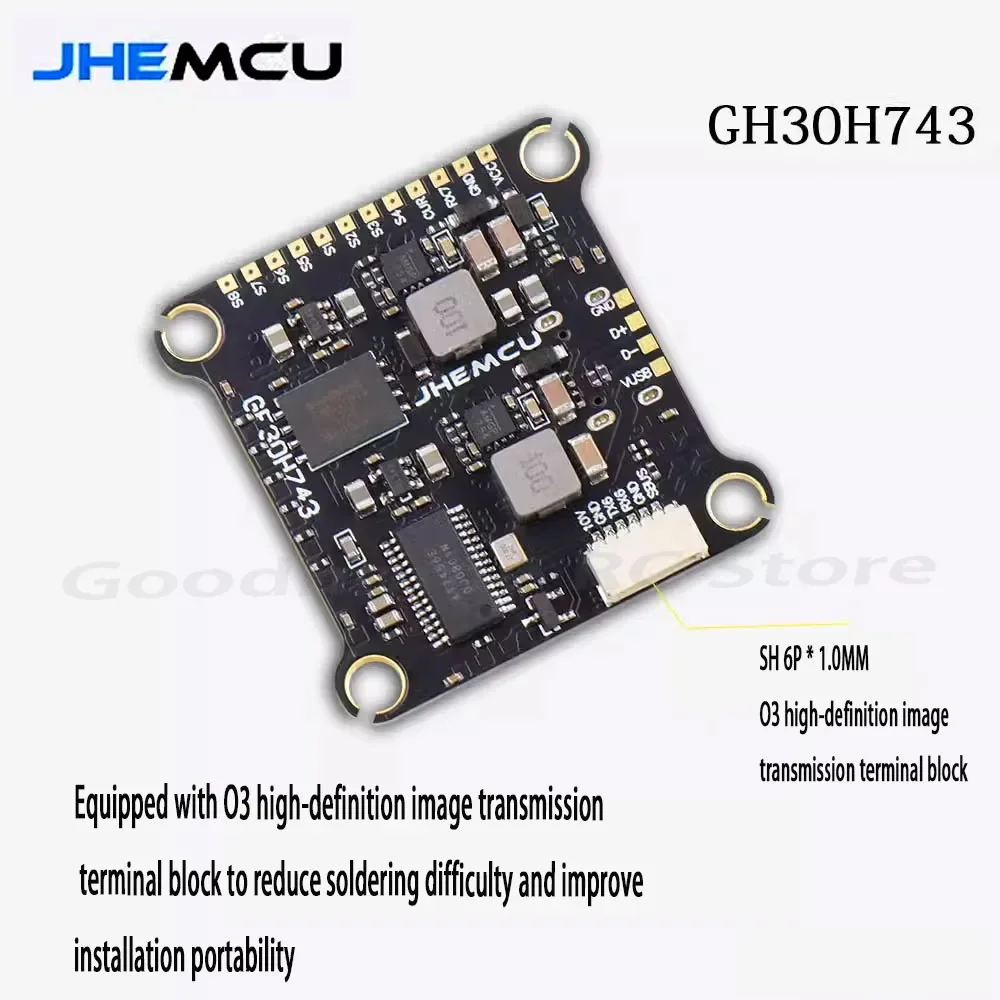 JHEMCU GF30H743 H743 480MHZ Flight Controller ICM-42688-P DUAL Barometer OSD 128M BlackBox Dual BEC 3-6S 30X30mm für FPV Drohnen
