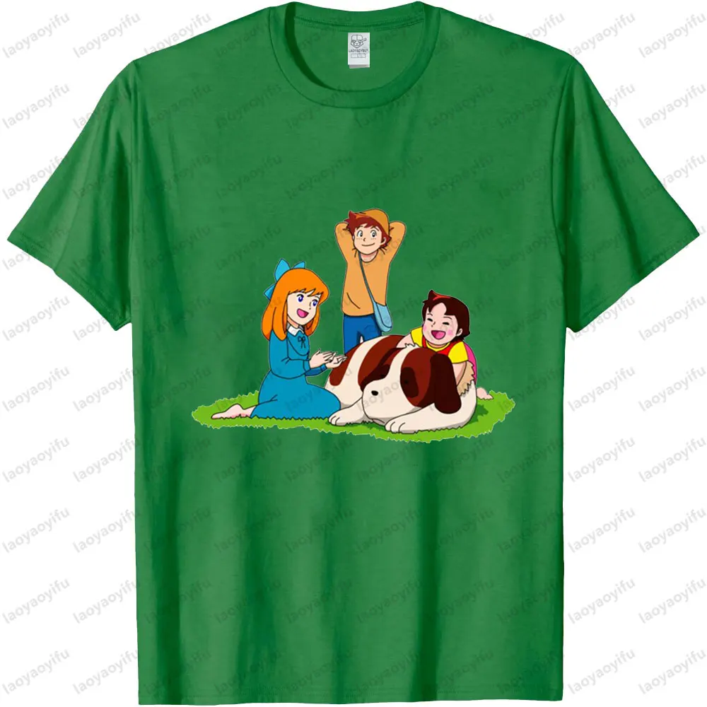 هايدي الفتاة من جبال الألب موضوع تي شيرت لطيف شخصية كرتونية طباعة للجنسين قصيرة الأكمام الرجال النساء الصيف القطن المحملة القمم #6