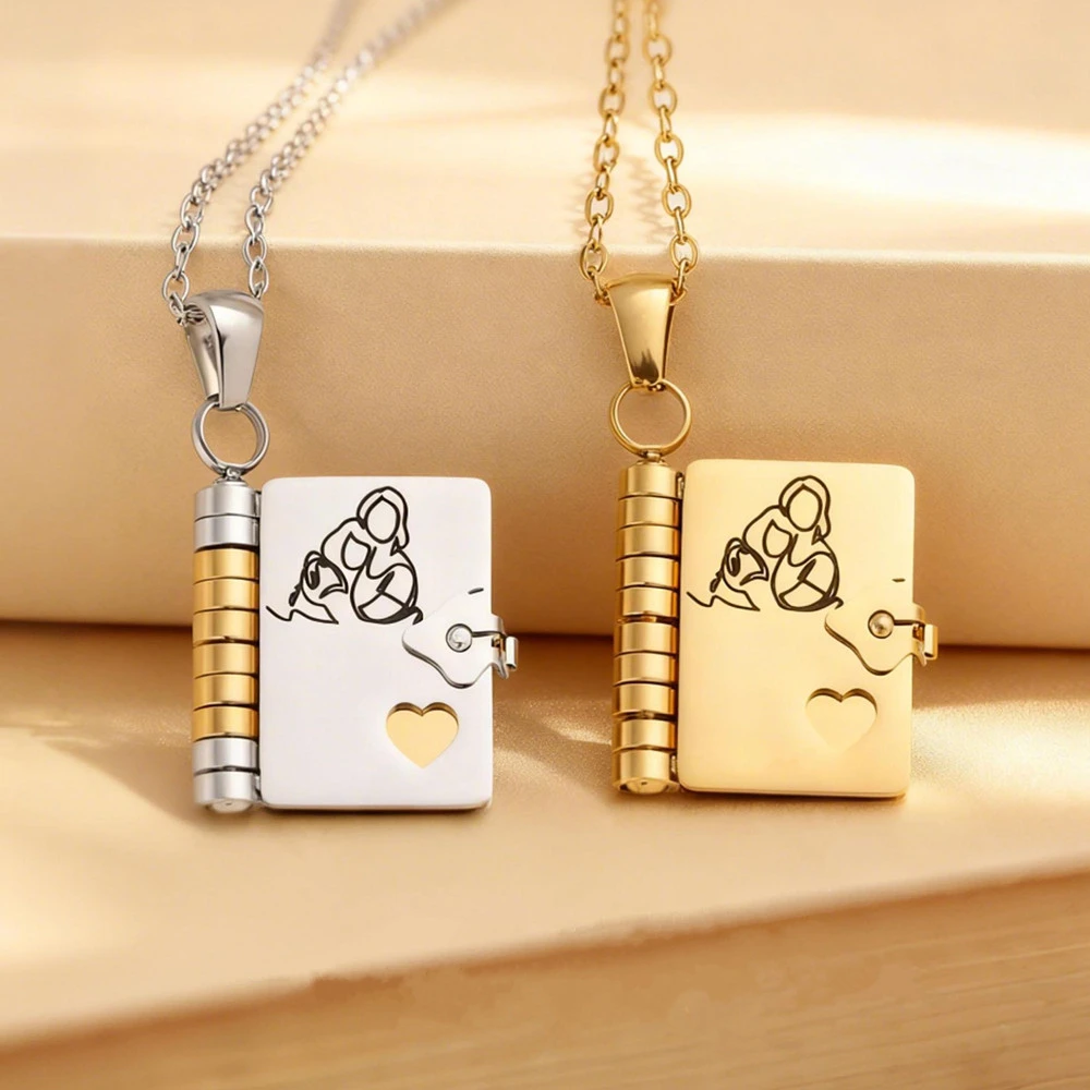 Collier médaillon de livre de petite-fille espagnole, pendentif de Message d'amour gravé en acier inoxydable, cadeau de grand-mère grand-père anniversaire Chri