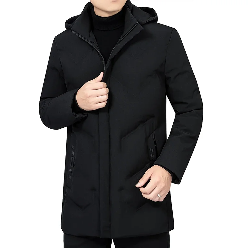 Thick Fleece Parkas Men Hooded Long Coat Fleece Mens Jackets Outwear Windproof padded Down Parka Male Jacket Coat Men Autumn