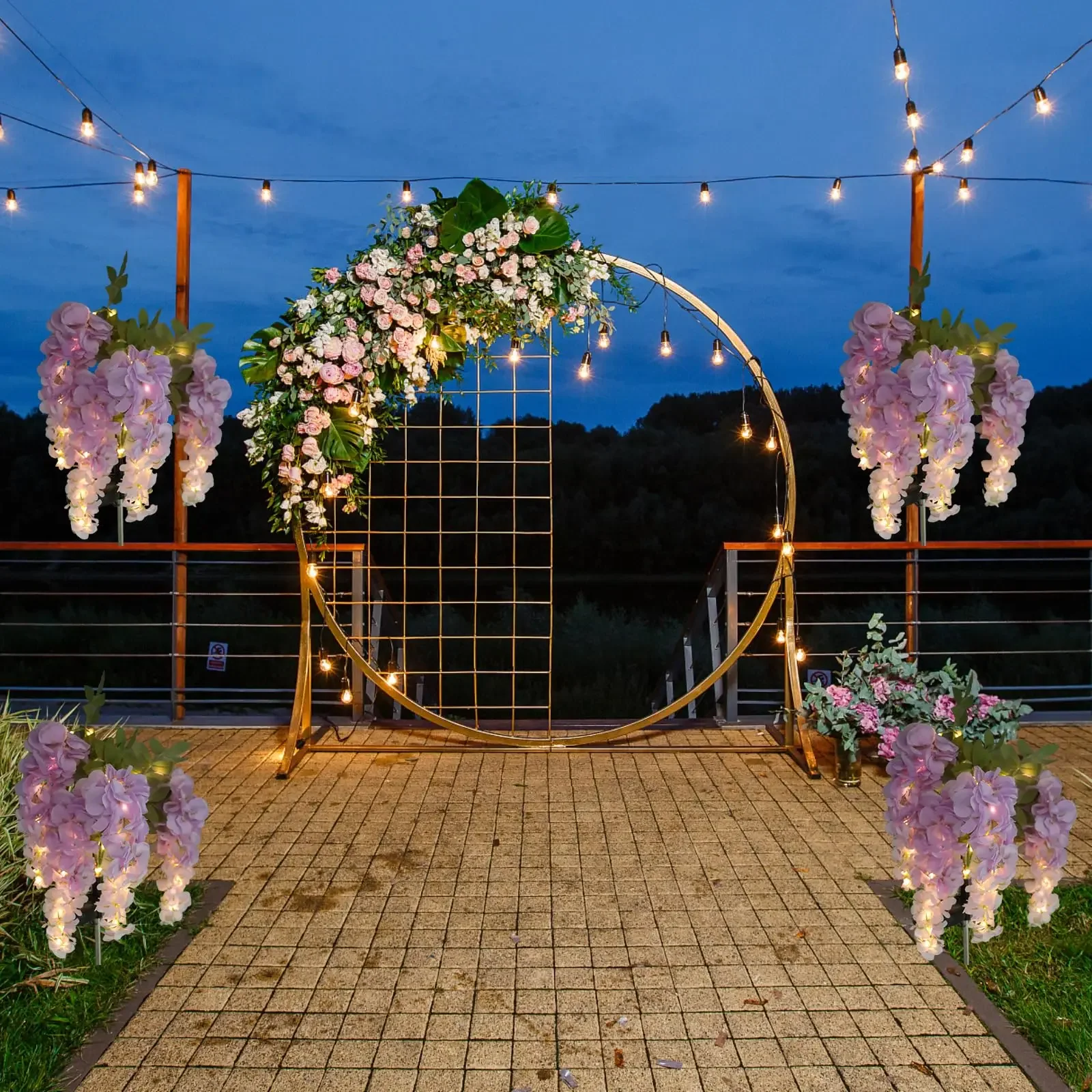 الزهور الشمسية في الهواء الطلق مقاوم للماء 4 فرع زهرة فاينز 80 سنتيمتر 2 أوضاع البرق أضواء الحديقة الشمسية في الهواء الطلق لحديقة ساحة ديكور #6