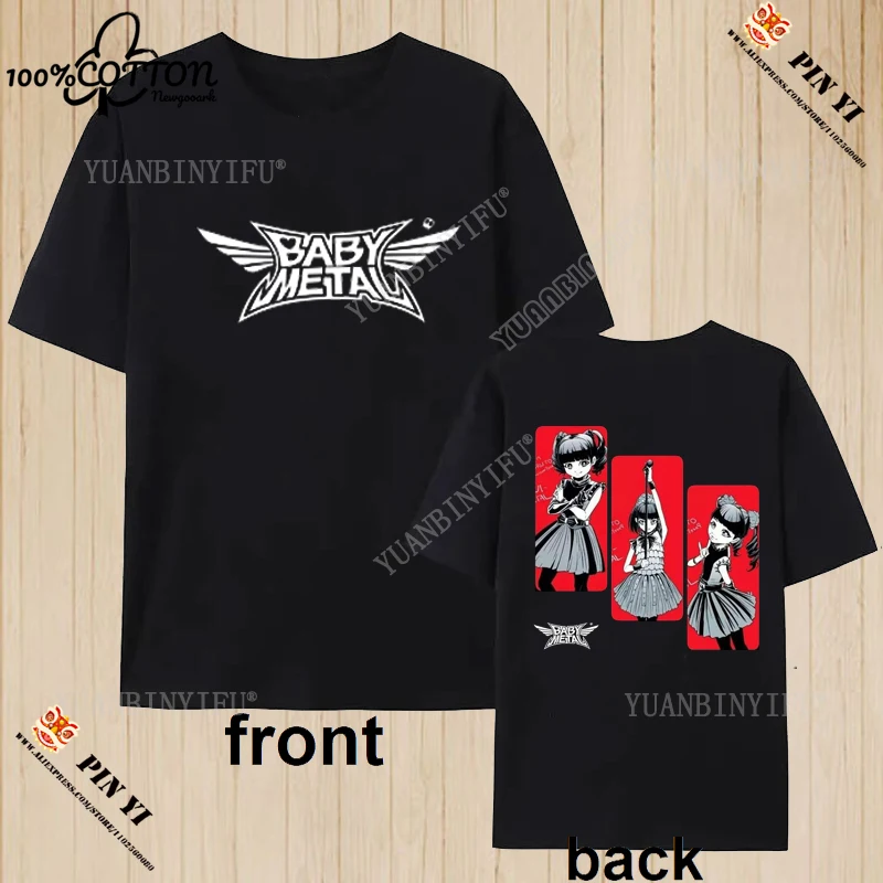 

Классические поступления Новое BABYMETAL Хлопковая футболка с электроакустическим принтом в стиле тяжелого металла, верхняя полоса, женская повседневная модная уличная одежда