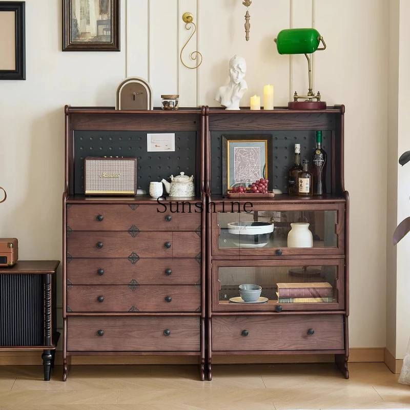 

Medieval solid wood dining side cabinet, simple storage storage cabinet