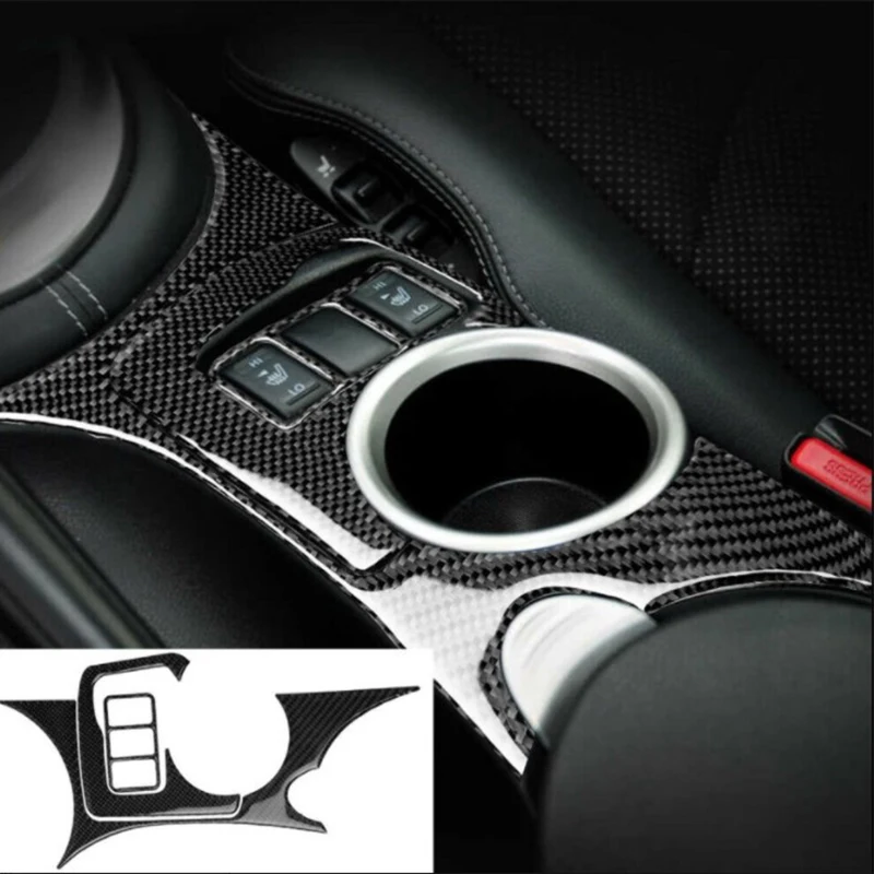 Embellecedor de Panel de portavasos de fibra de carbono, accesorios interiores de coche para Nissan 370Z 2009-20, 3 unidades