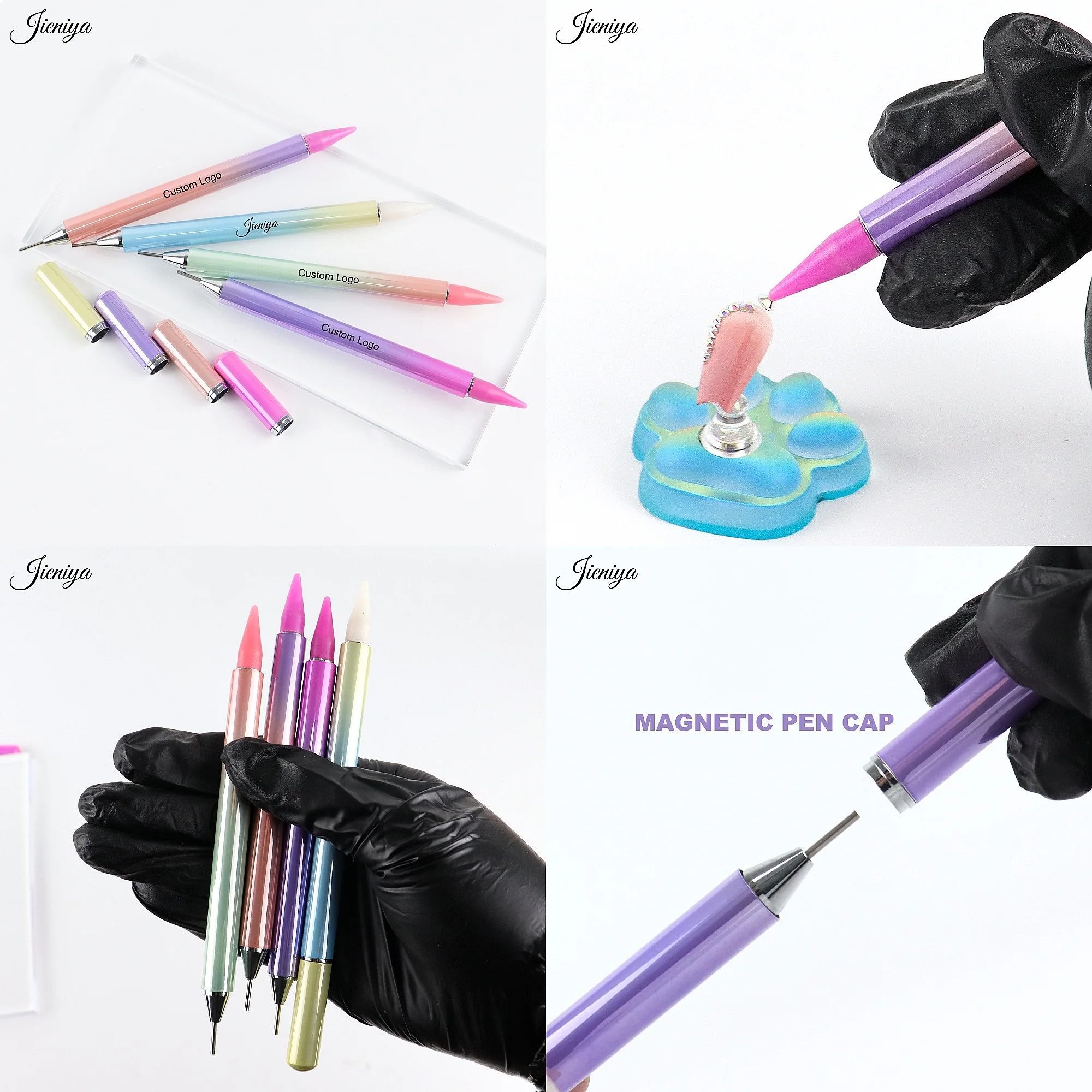 New Design Double Head Metal Picking Pearl Crystal Point Pen Manicure Wax Dotting Nail Art Tool