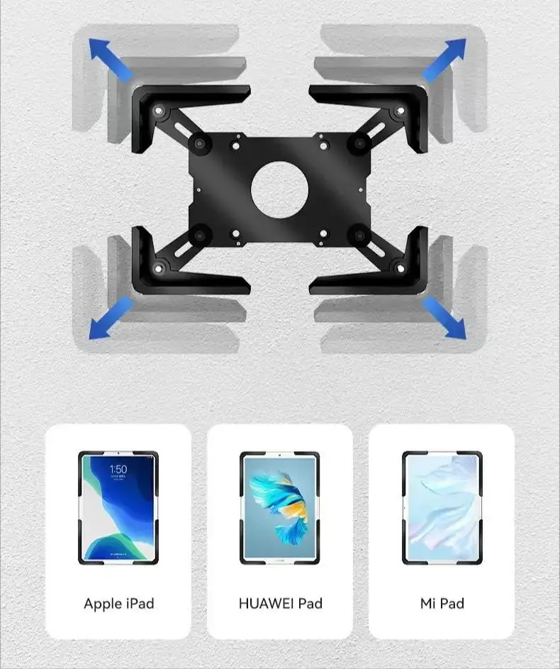 Wall Mount 7-13 Inch Tablet Enclosure Adjustable iPad Holder Huawei Samsung Android Tablet Bracket Wall Hanging