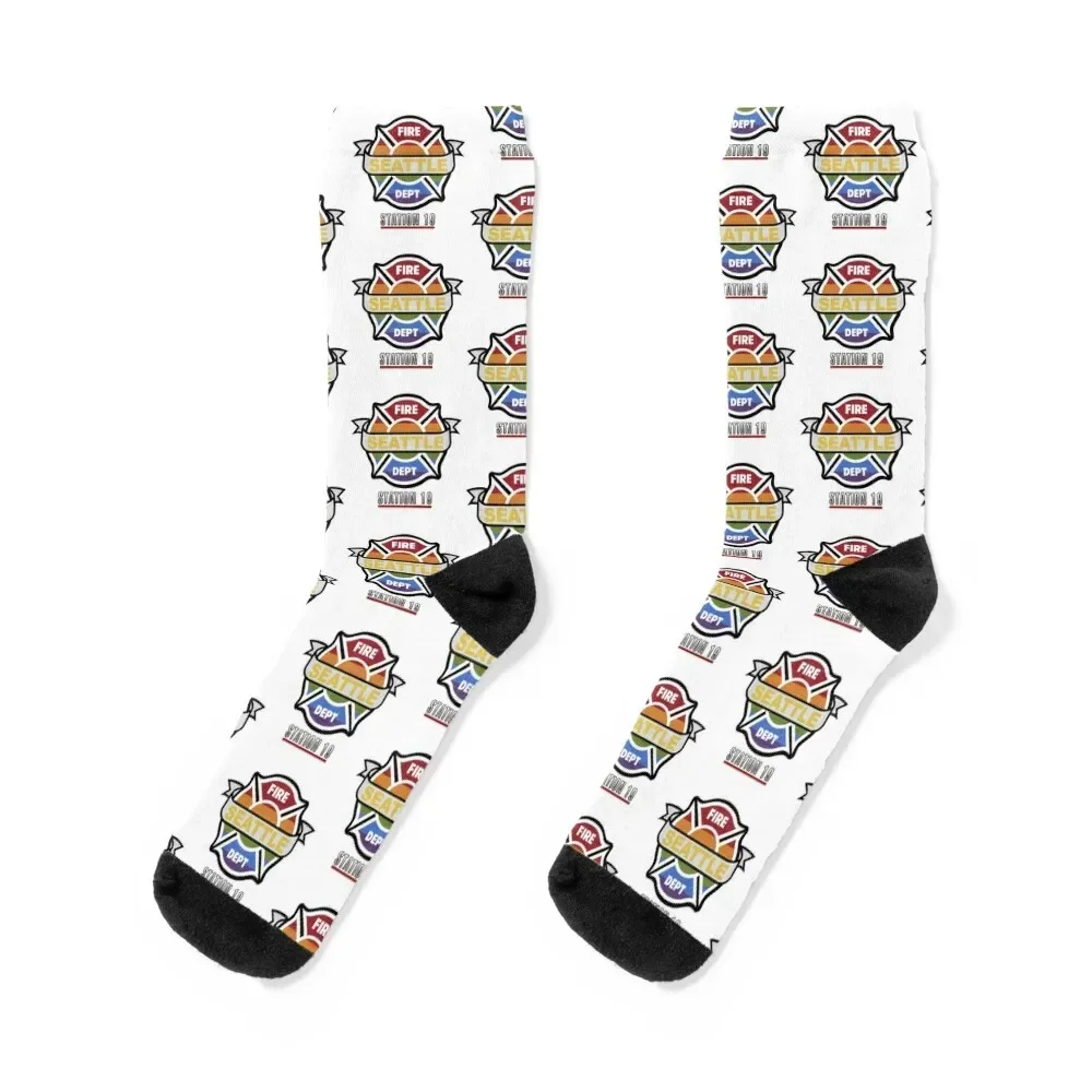 

Station 19 Pride Badge Socks happy Stockings compression crazy Designer Man Socks Women's