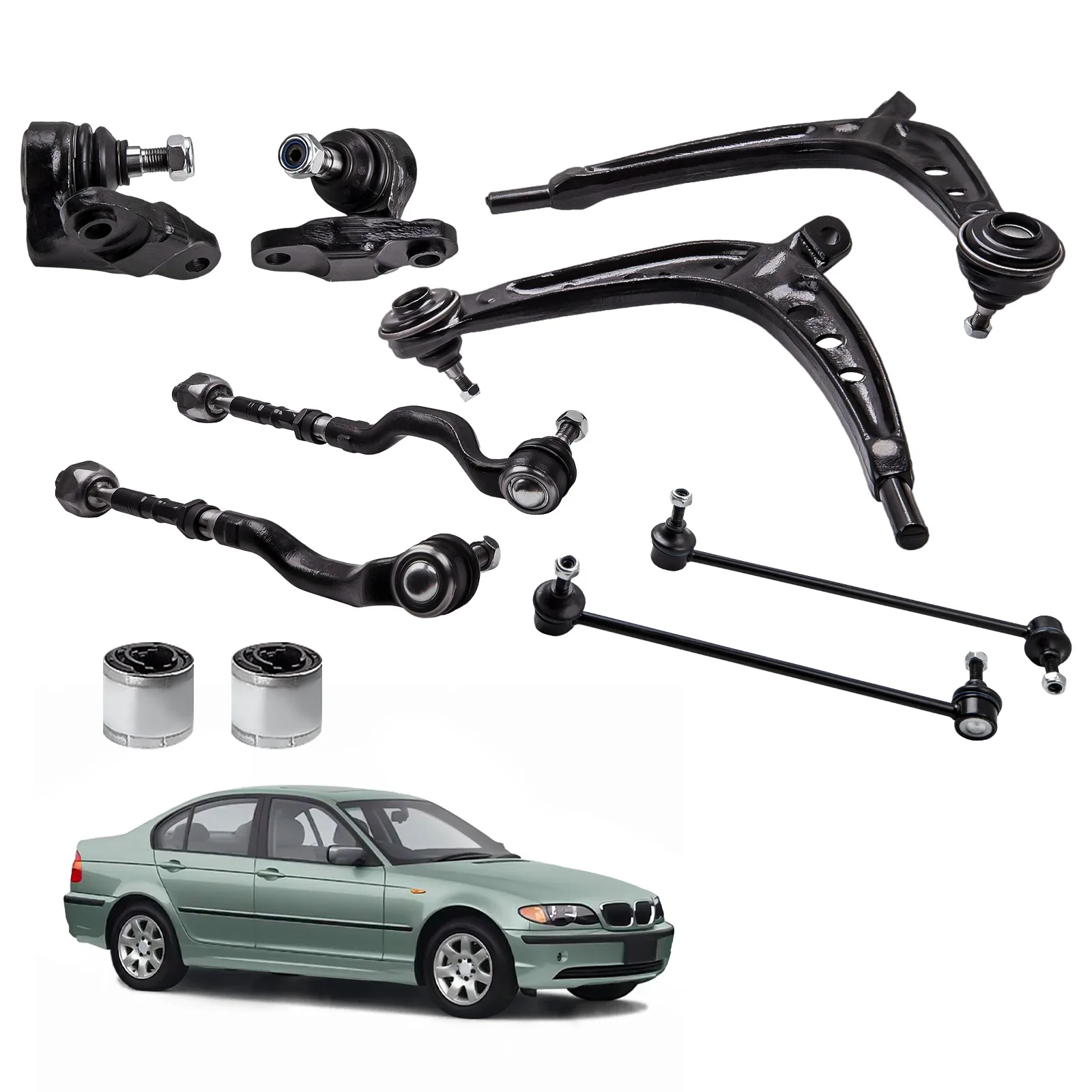 

Front Control Arms w/ Ball Joints Tie Rods Retainer Kit For BMW E46 325xi 330xi