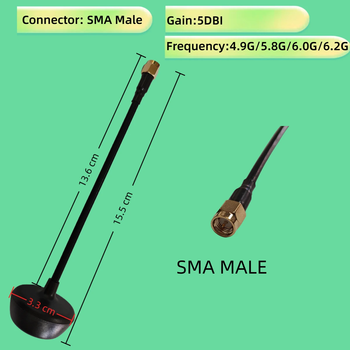 

GWS 5Dbi High Gain Lollipop 4 RHCP Antenna for RC FPV Racing Drone Part 4.9G 5.8G 6.0G 6.2G SMA Male FPV Transmitter/Receiver