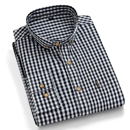 New In Shirt 100%Cotton Fashion Long Sleeve Shirts for Man Slim Fit Formal Plian Shirt Soft Casual Office Designer Plaid Clothes - Image 6