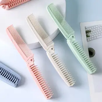 1 peine plegable portátil antiestático, cepillo de viaje para el cabello, de paja de trigo, plegable, herramienta de peluquería y belleza. 10 best sales Cepillo de pelo portátil - №5