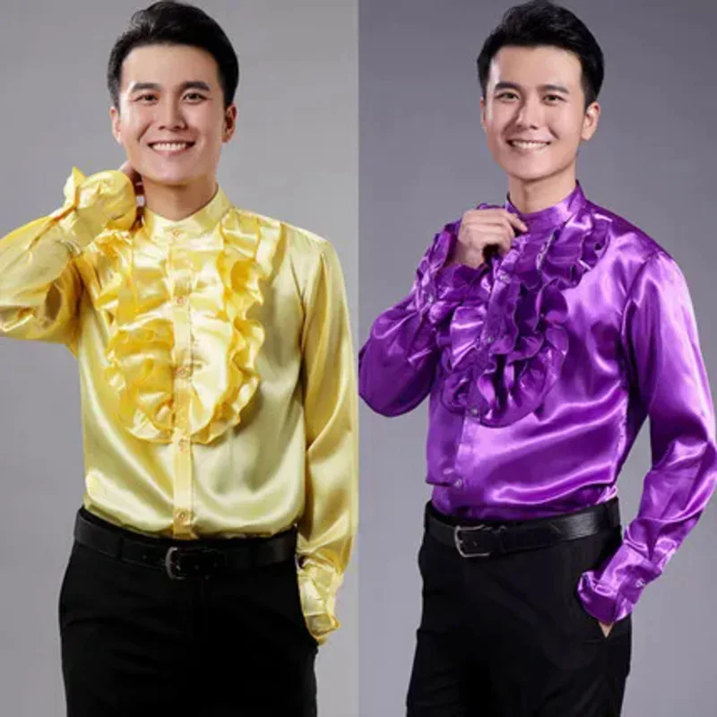 Men's Light Lace Side Shirt Male and Female Chorus Costumes Shirt Gala Annual