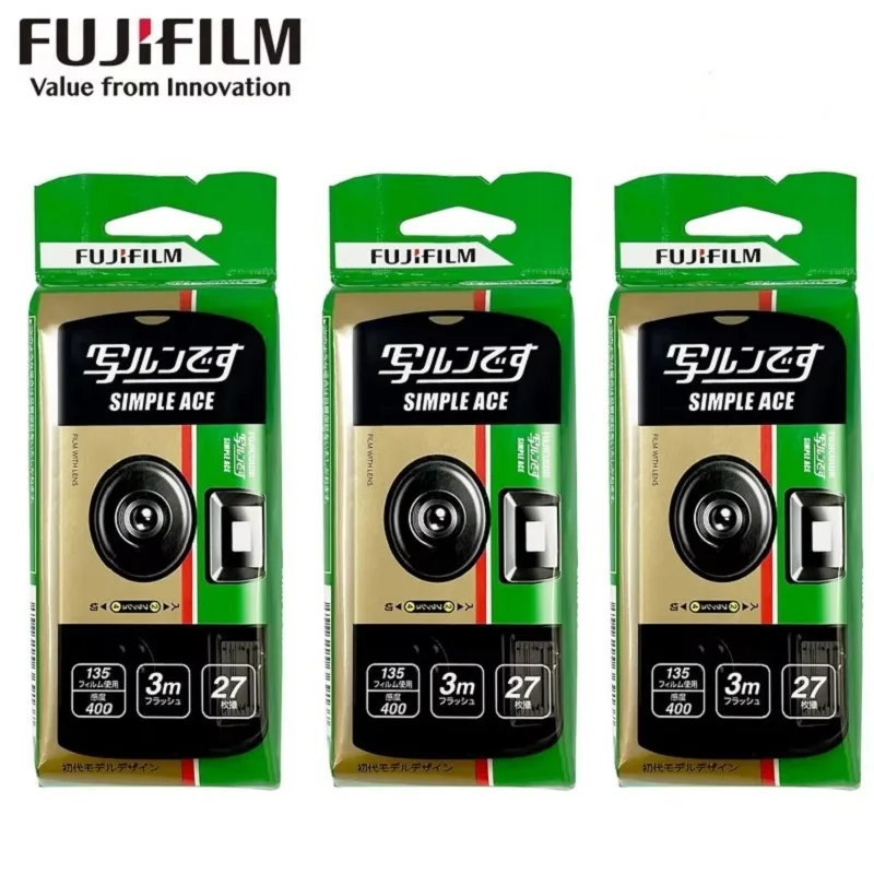 1-5pcs Fujifilm SIMPLE ACE ISO 400 35mm Power Flash 27 Photo Exposures Single Use OneTime Use QuickSnap Disposable Film Camera