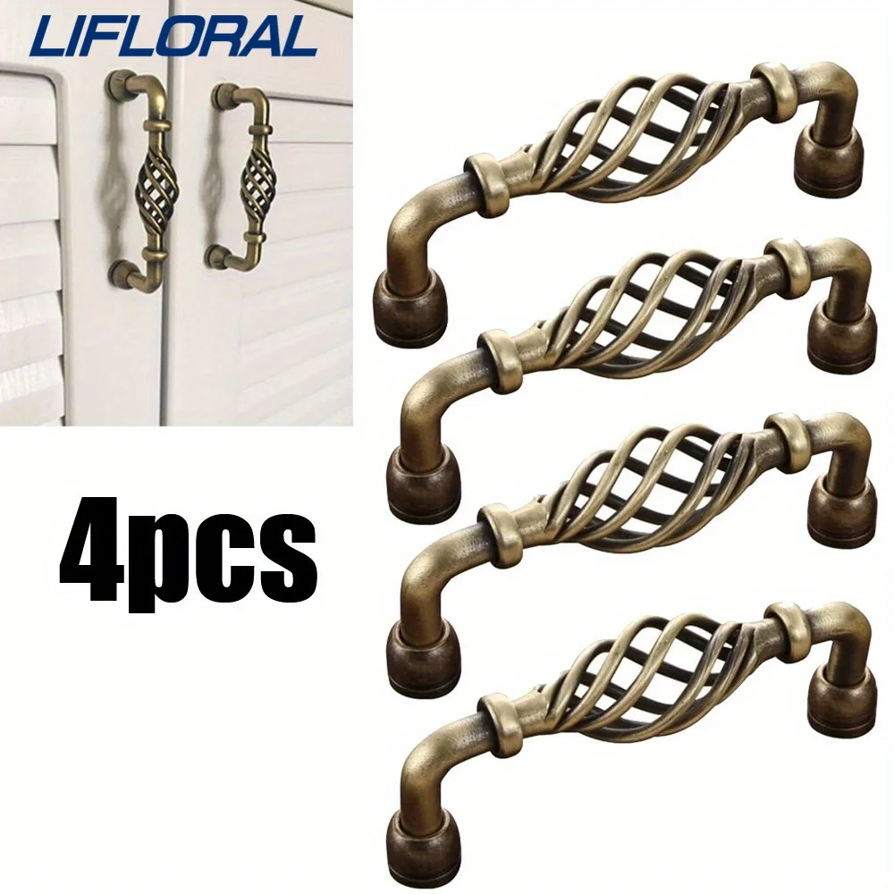 4 قطعة قفص العصافير خزانة تسحب المطبخ دولاب مقابض الرجعية مقابض للخزانة خمر النحاس مقبض كابينة درج الأجهزة #1