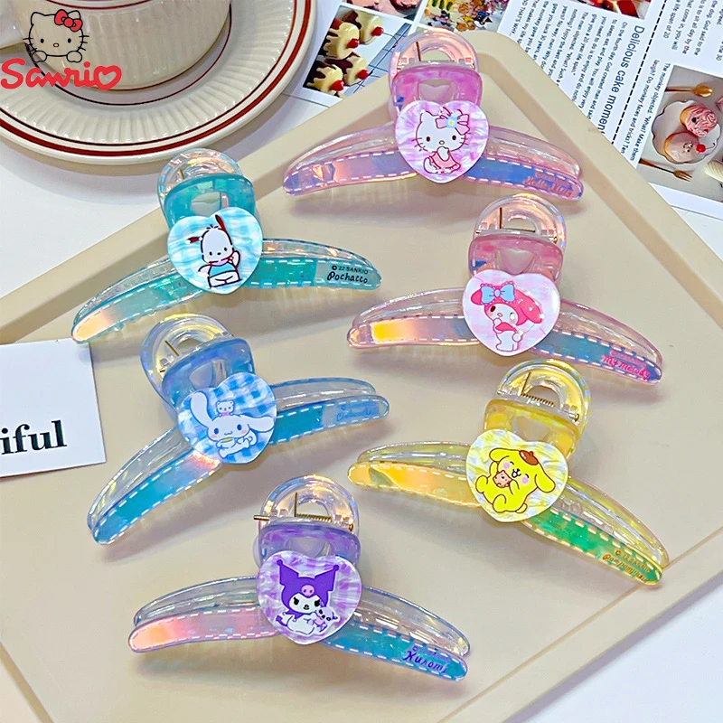 

Sanrio Kuromi Shark Clip Hellokitty Mymelody Cinnamoroll Pochacco Transparent Hairpin Cartoon Sweet Girl Hair Shark Clip Gifts